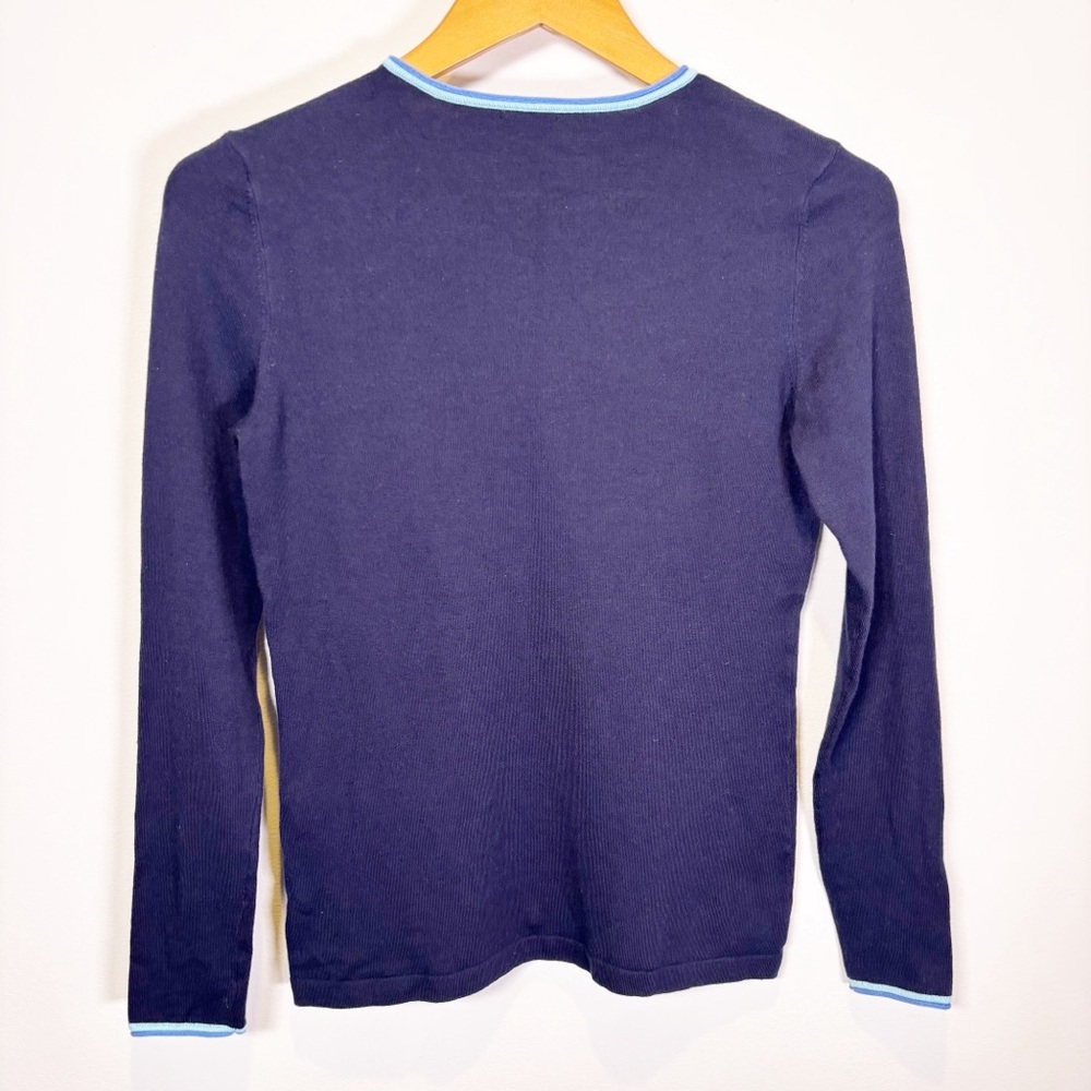 J. McLaughlin Cotton Blue Trim Sweater - Picture 5 of 5